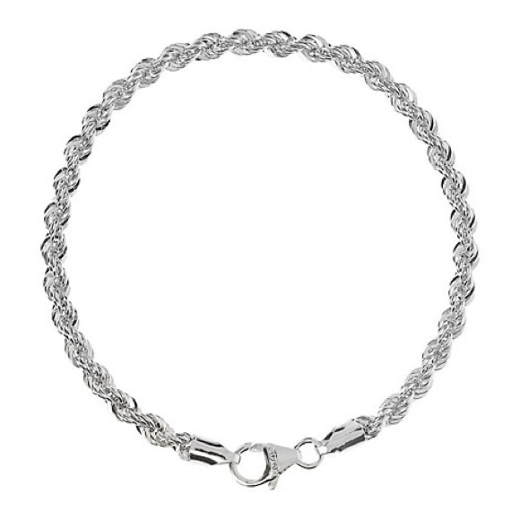 Jewelry - New S925 Sterling Silver Hallmarked Solid Silver 4mm Twisted Rope Chain Bracelet